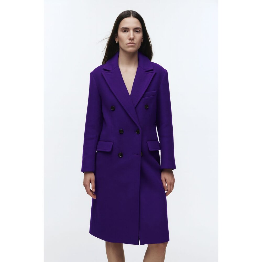LBV Wool Blend Long Peacoat‎ Dark Purple Medium